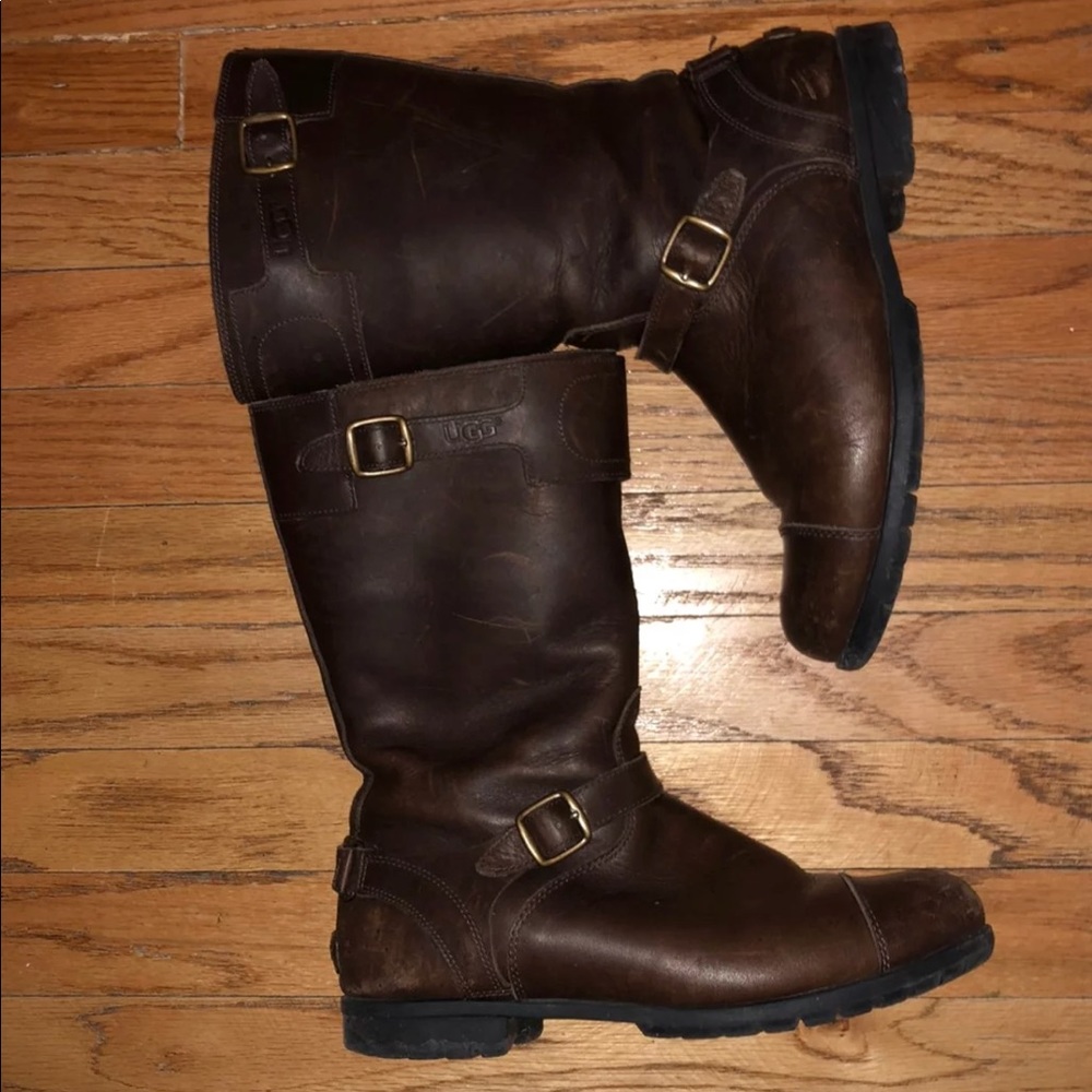 Brown leather ugg boots size 9
